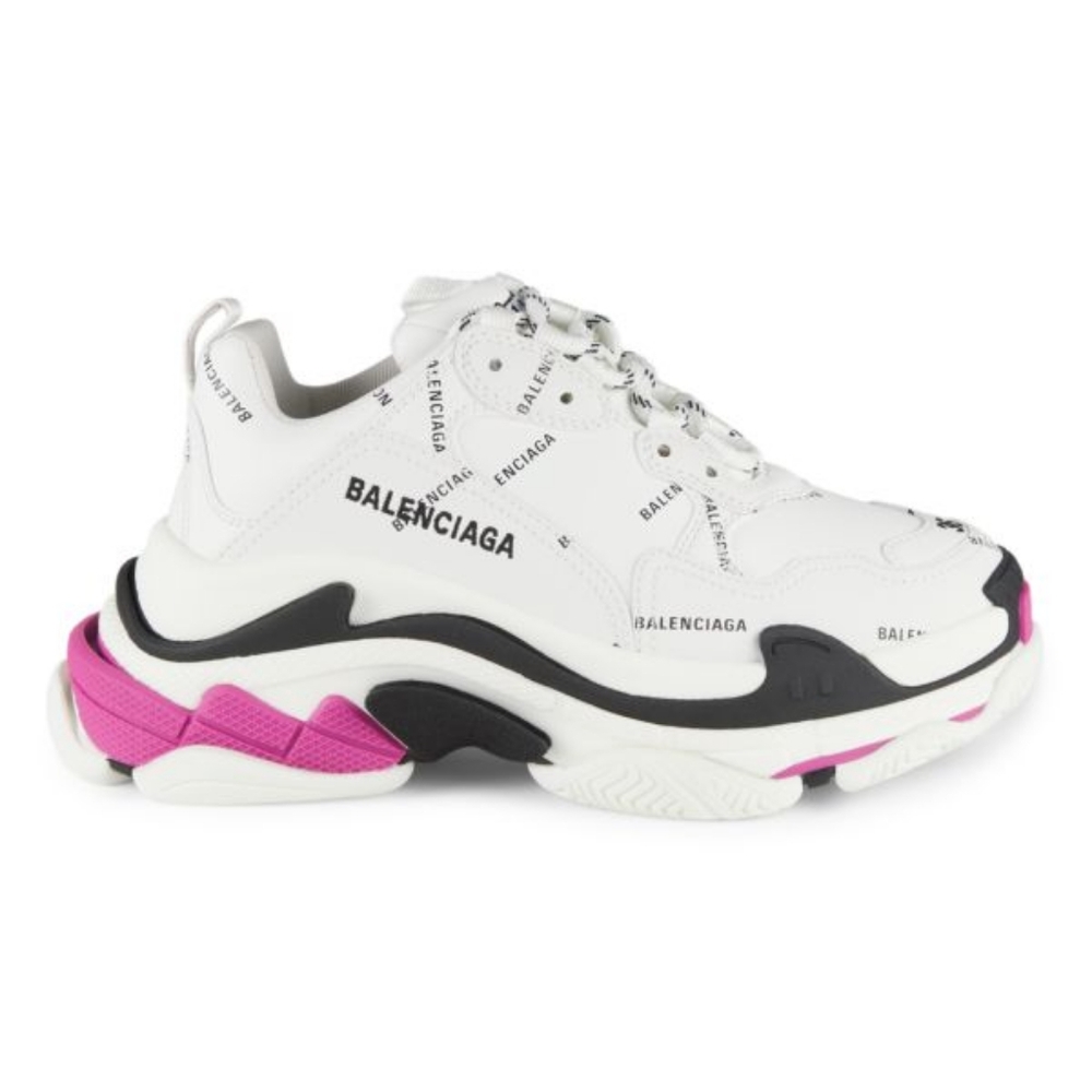Balenciaga Women's White and Pink Sneakers